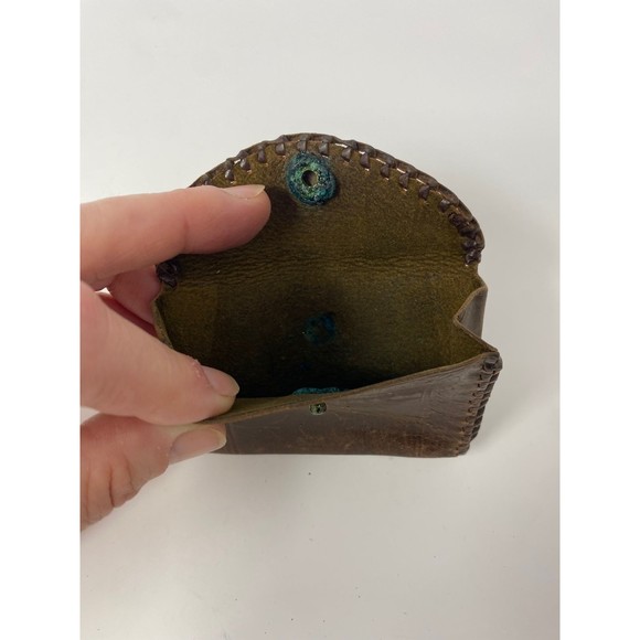 Antique Small Brown Leather Wallet 3.5” - Picture 3 of 5